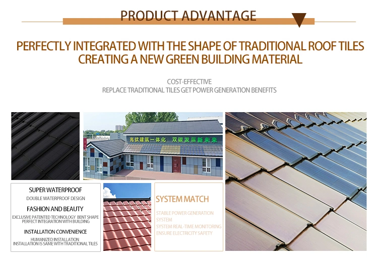 Gainsolar Solar Tile Roof Panels 600*600mmsolar Bent Tiles Roof 90 Wat